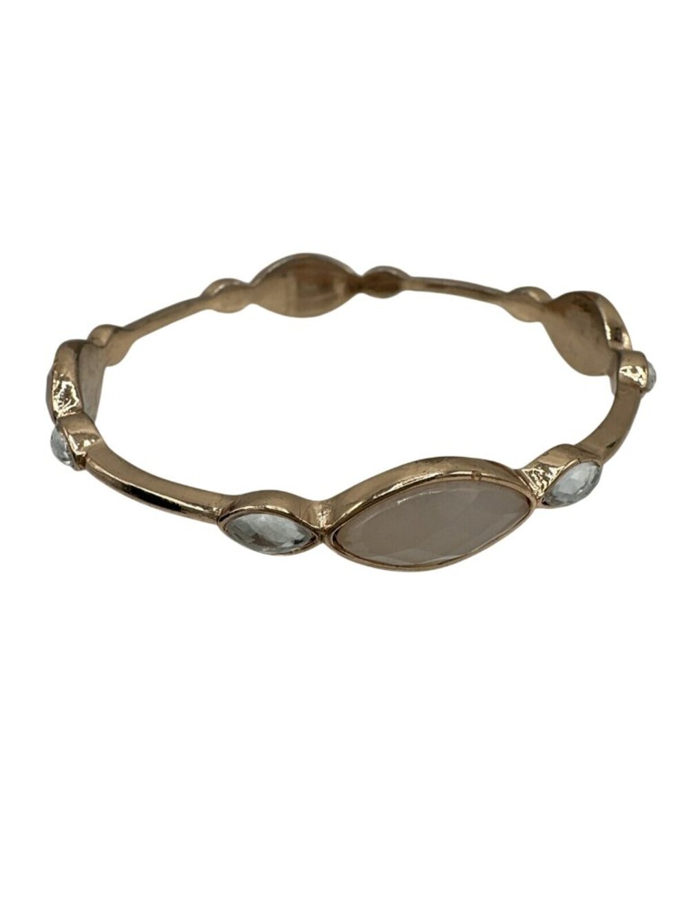 Rose Gold Tone Bangle Bracelet Fashion Costume Jewelry Gemstone 3" Diameter
